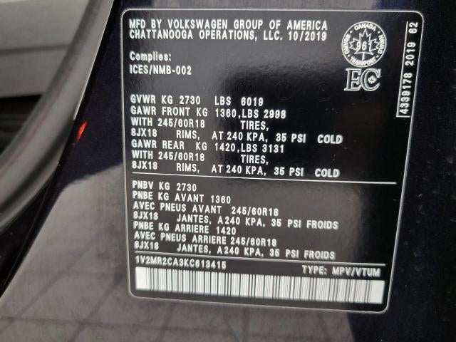 2019 Volkswagen Atlas 3.6L V6 SEL