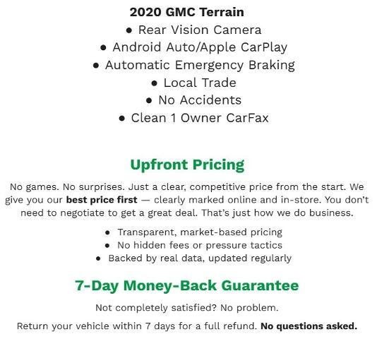 Used 2020 GMC Terrain SLE with VIN 3GKALTEV8LL196203 for sale in Neenah, WI